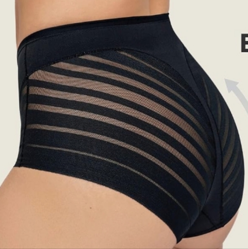 Womens Stripe Sheer Panty/brand-Leonisa, sz XXL...black...New...see Description